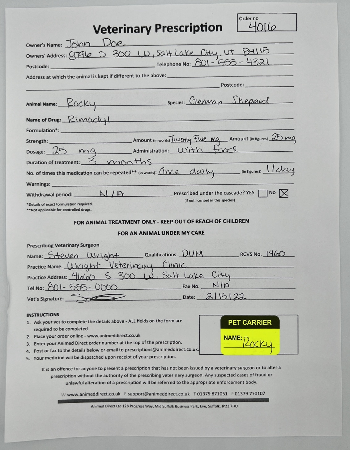 Pet Carrier Writable Labels | 1" x 1.5" QTY 500 Pet Carrier Writable Labels | 1" x 1.5" QTY 500