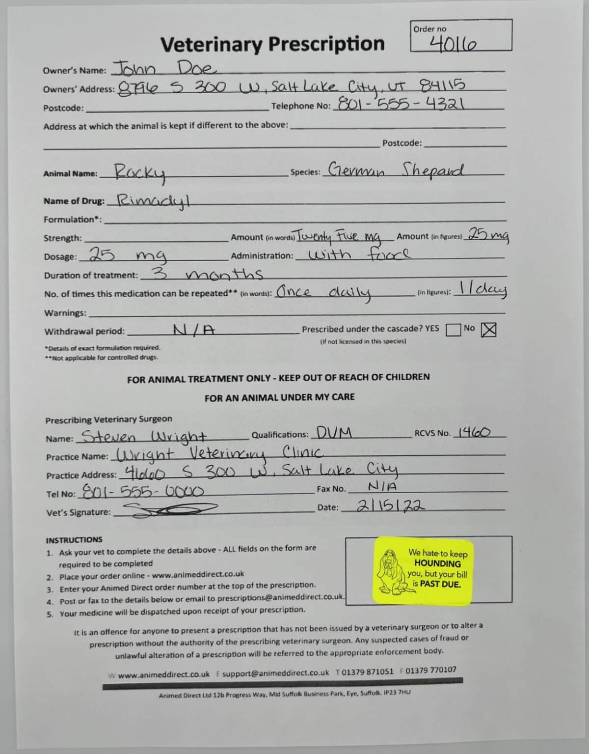 Past Due Stickers - We Hate to Keep Hounding You QTY 500