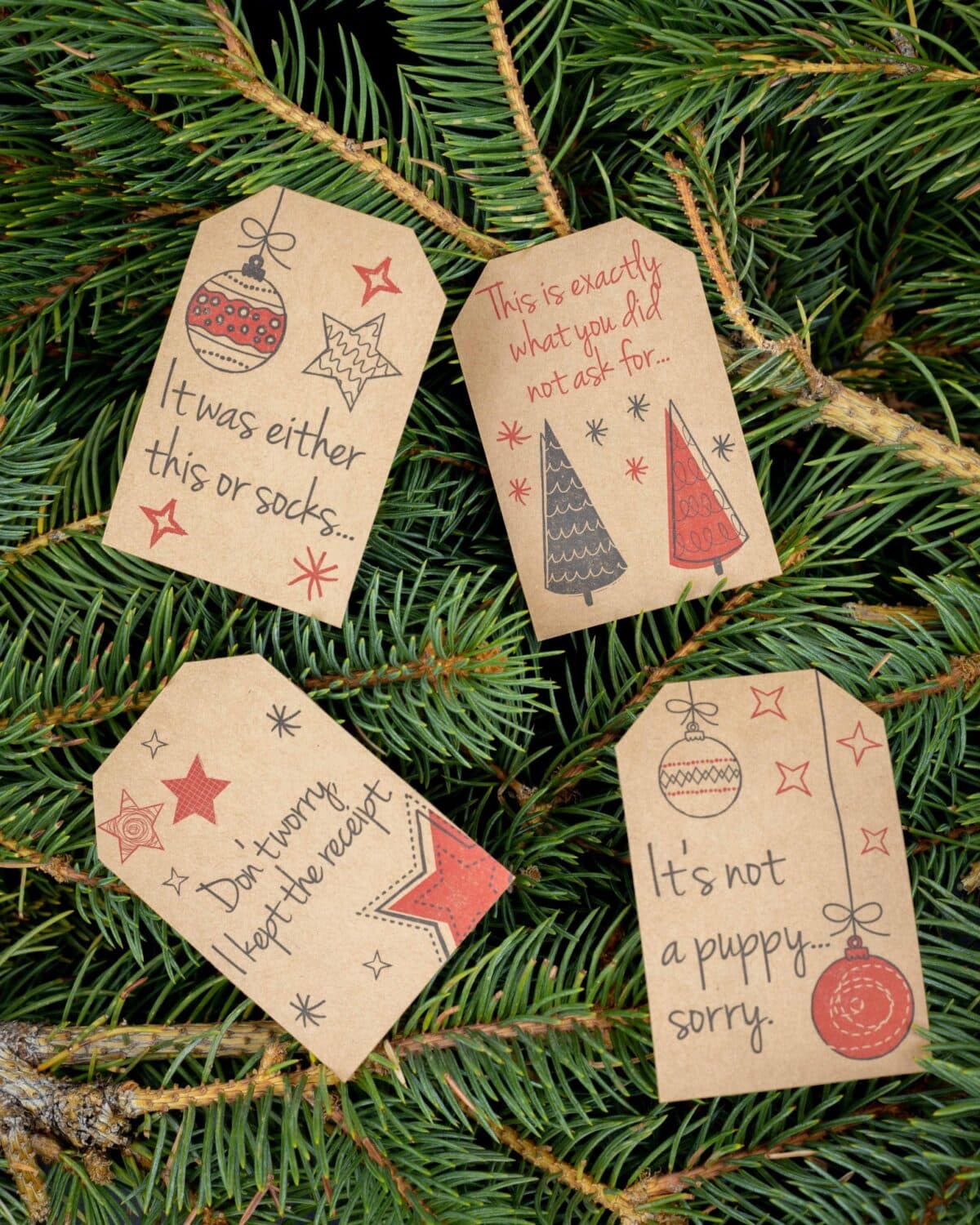 Funny Christmas Gift Tags on Kraft QTY 100 Funny Christmas Gift Tags on Kraft QTY 100