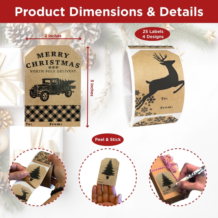 Country Kraft Merry Christmas Gift Tags QTY 25