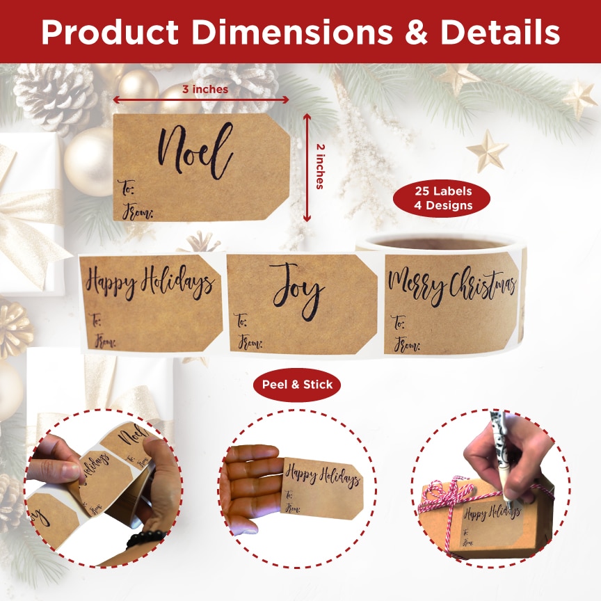 Kraft Gift Tags Joy Noel Merry Christmas Tags Qty 25 Kraft Gift Tags Joy Noel Merry Christmas Tags Qty 25