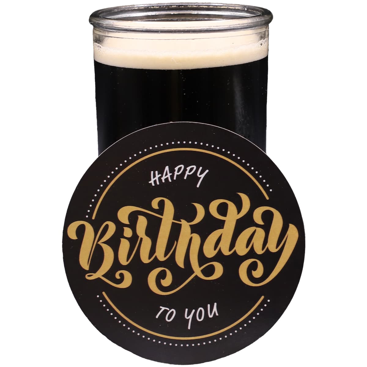 25 Pack Black and Gold Happy Birthday Coasters