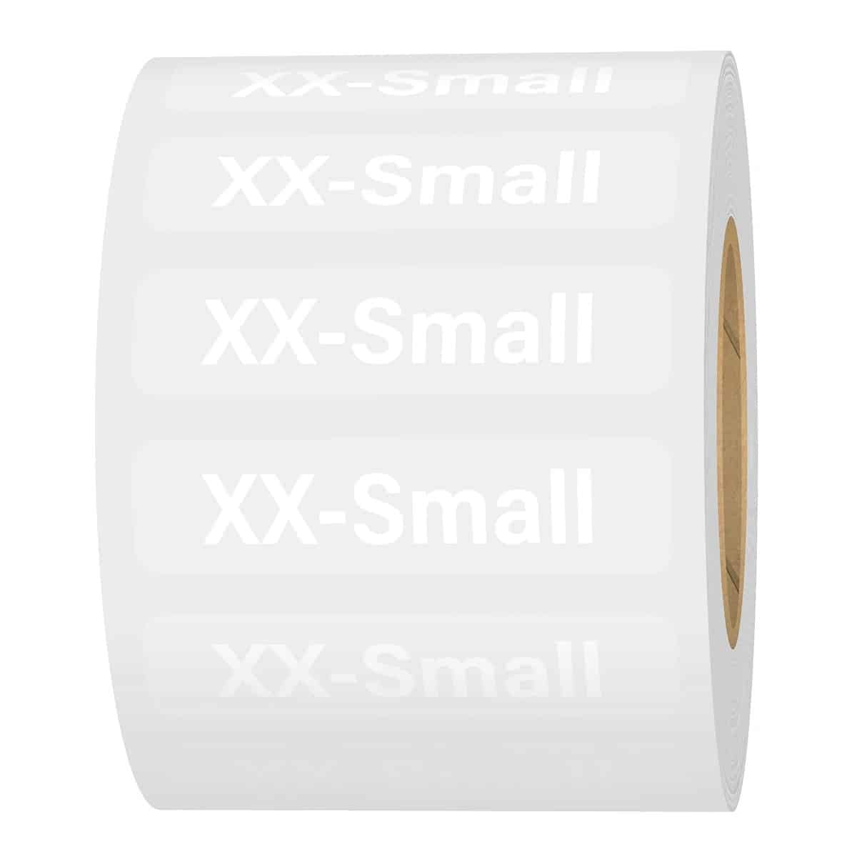 White Ink Standard Ultra Clear Size Strip Labels for Retail Shirts White Ink Standard Ultra Clear Size Strip Labels for Retail Shirts