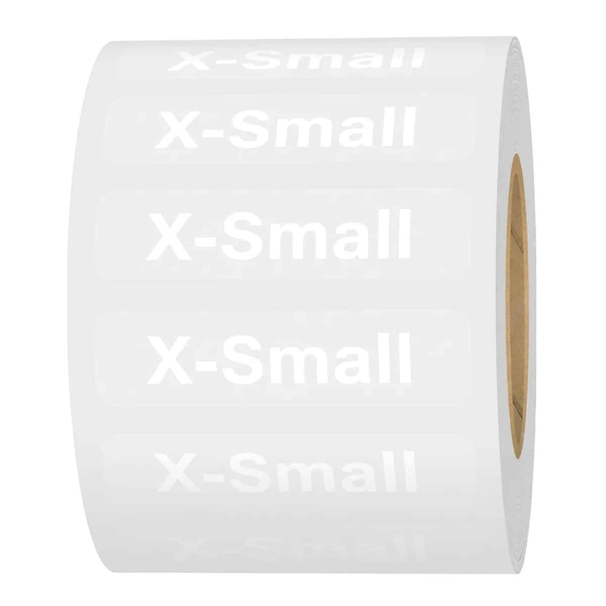 White Ink Standard Ultra Clear Size Strip Labels for Retail Shirts White Ink Standard Ultra Clear Size Strip Labels for Retail Shirts