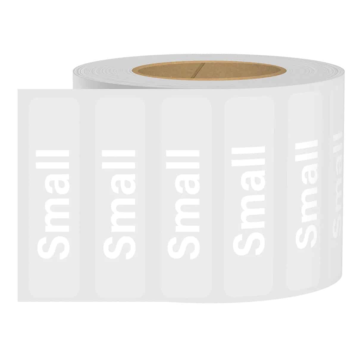 White Ink Standard Ultra Clear Size Strip Labels for Retail Shirts White Ink Standard Ultra Clear Size Strip Labels for Retail Shirts