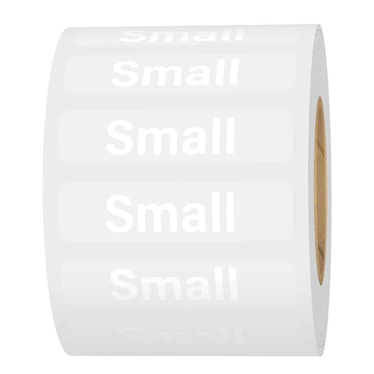 White Ink Standard Ultra Clear Size Strip Labels for Retail Shirts White Ink Standard Ultra Clear Size Strip Labels for Retail Shirts
