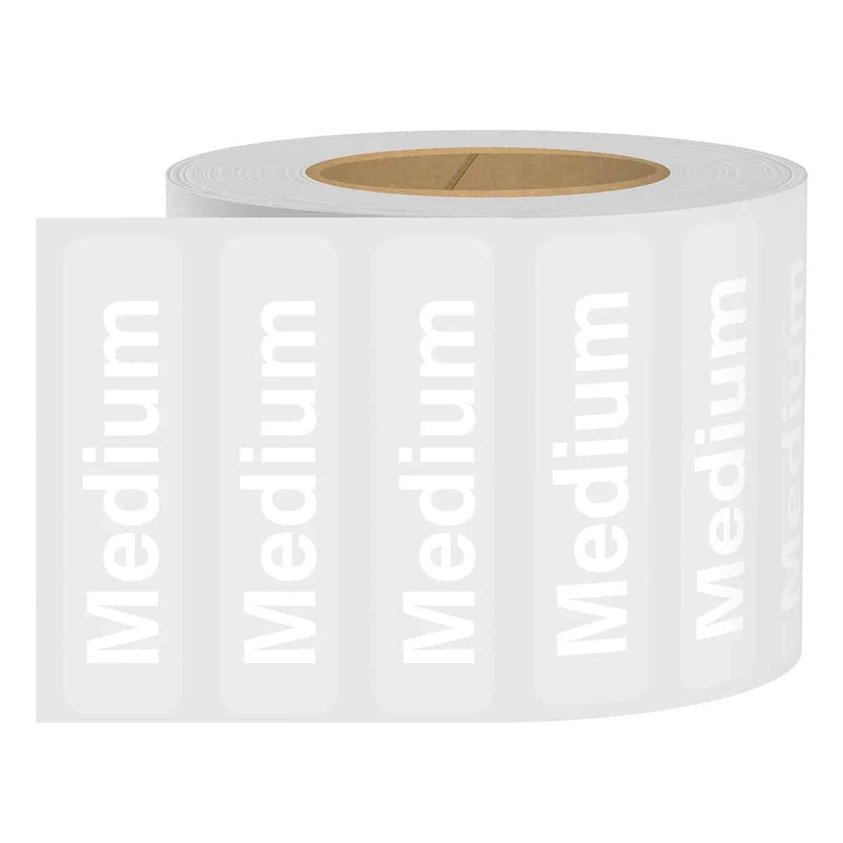 White Ink Standard Ultra Clear Size Strip Labels for Retail Shirts White Ink Standard Ultra Clear Size Strip Labels for Retail Shirts