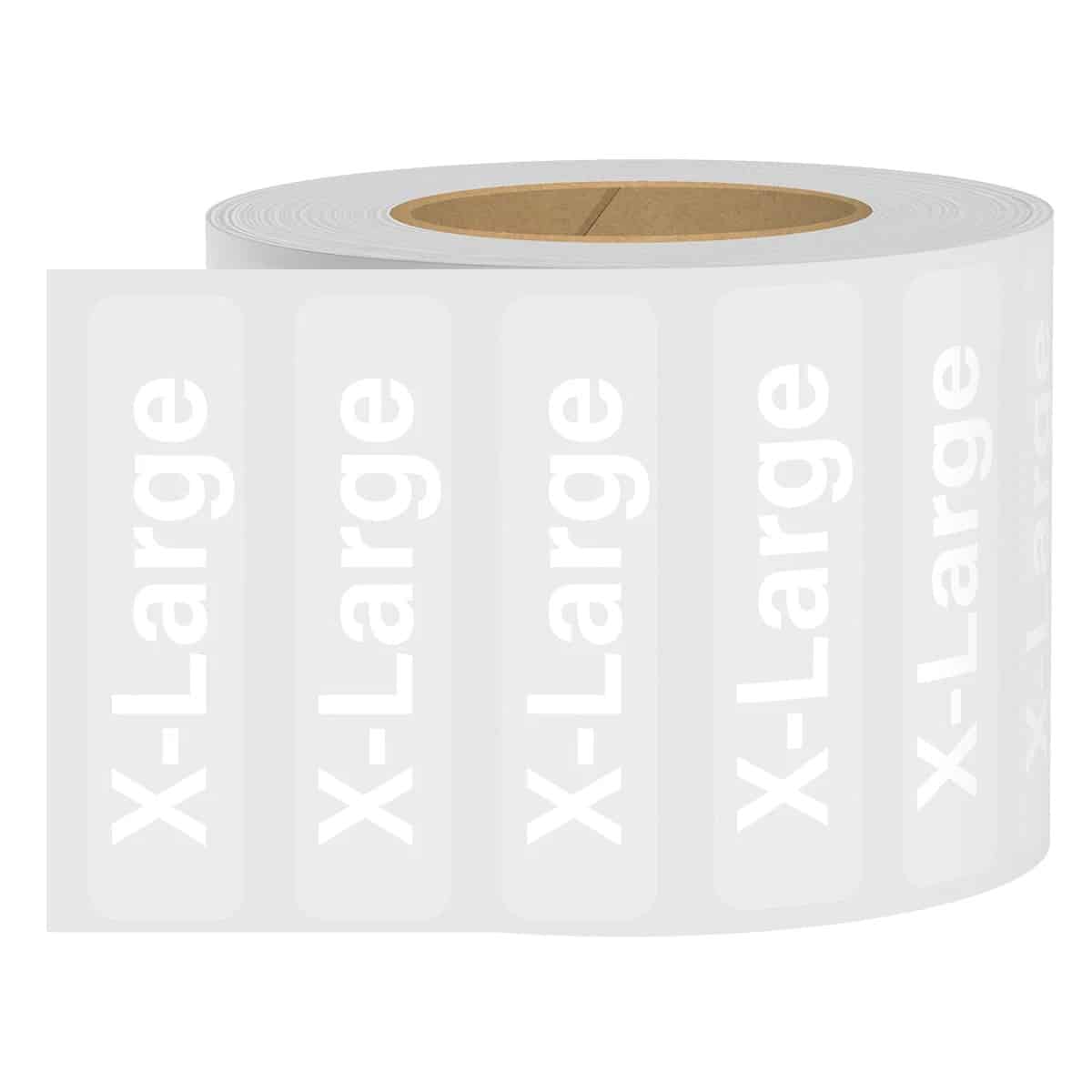 White Ink Standard Ultra Clear Size Strip Labels for Retail Shirts White Ink Standard Ultra Clear Size Strip Labels for Retail Shirts