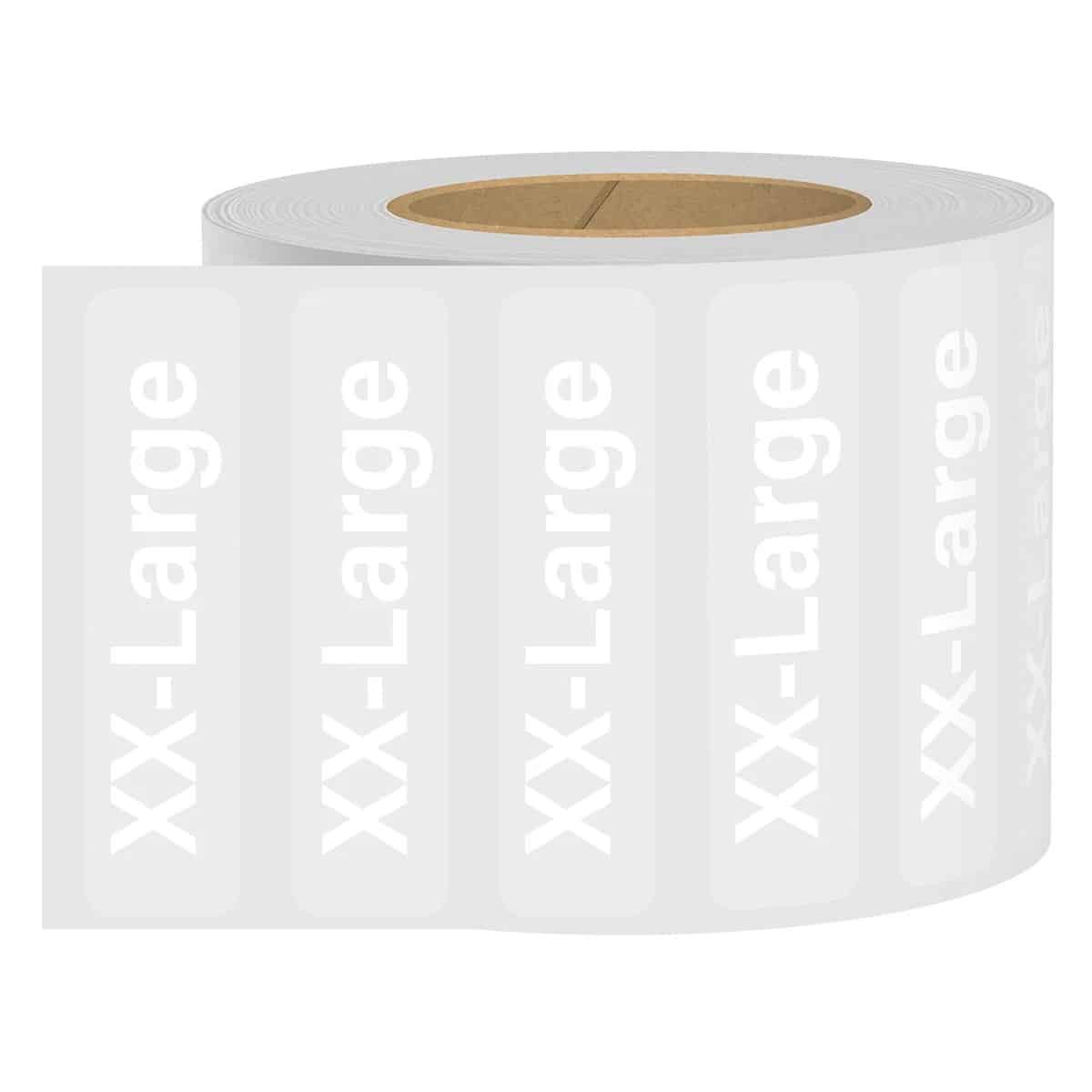 White Ink Standard Ultra Clear Size Strip Labels for Retail Shirts White Ink Standard Ultra Clear Size Strip Labels for Retail Shirts