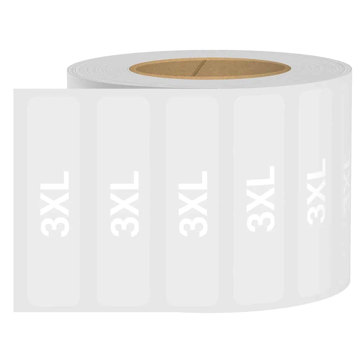 White Ink Standard Ultra Clear Size Strip Labels for Retail Shirts White Ink Standard Ultra Clear Size Strip Labels for Retail Shirts