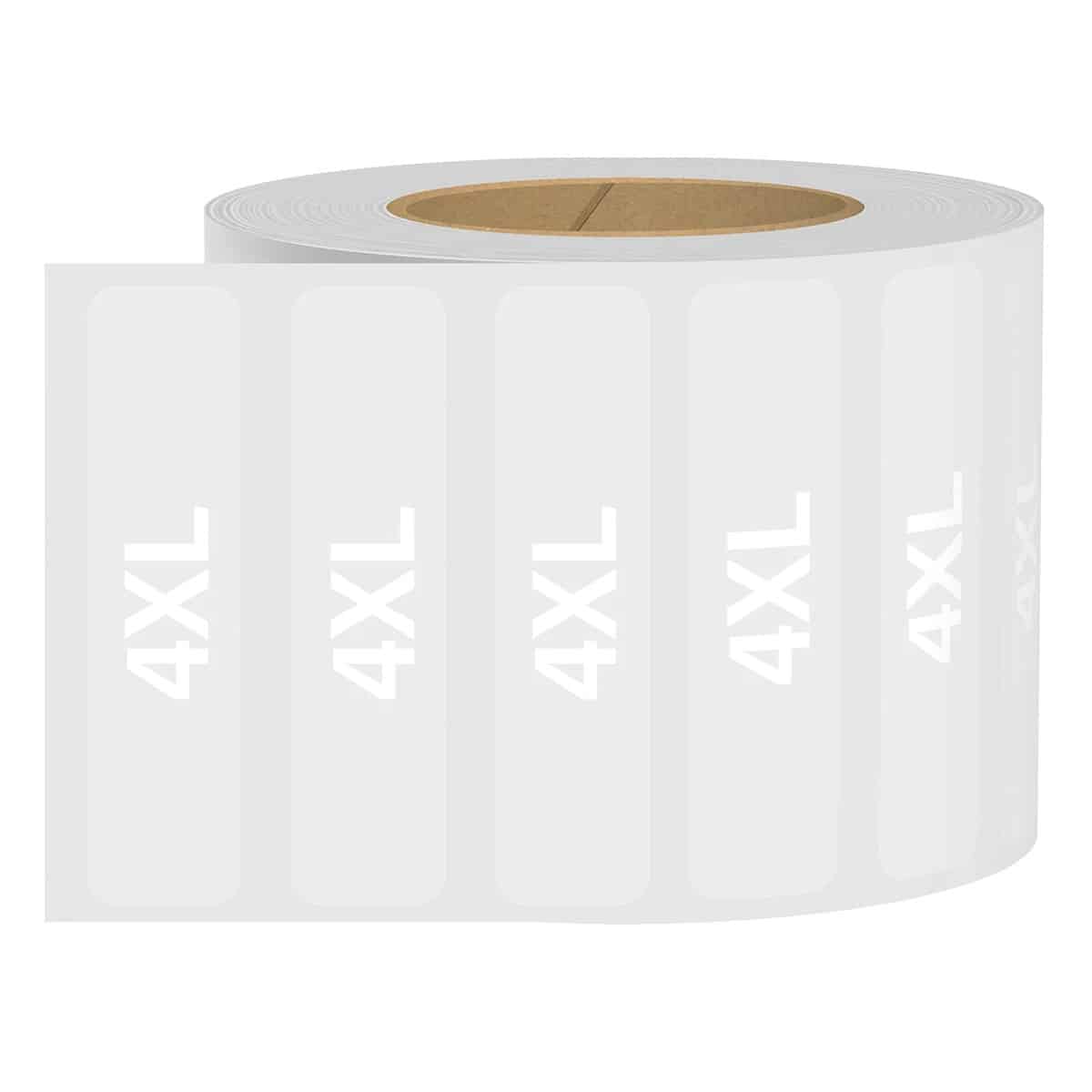 White Ink Standard Ultra Clear Size Strip Labels for Retail Shirts White Ink Standard Ultra Clear Size Strip Labels for Retail Shirts