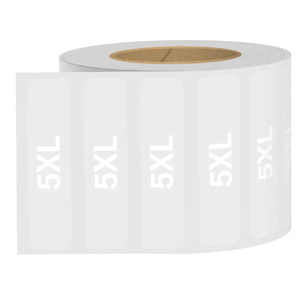 White Ink Standard Ultra Clear Size Strip Labels for Retail Shirts White Ink Standard Ultra Clear Size Strip Labels for Retail Shirts